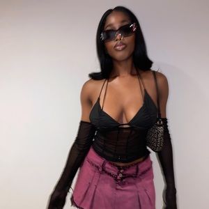 Black tie up crop top